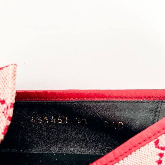 Gucci Jordaan Horsebit Loafer Red GG Canvas Flat Supreme Buckle 37, 7 - Picture 11 of 13